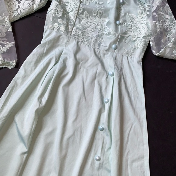 v i n t a g e :: Romantic Floral Lace Embroidered Sheer Maxi Dress - Picture 11 of 16